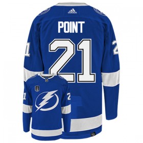 Män Ishockey Tampa Bay Lightning tröja Brayden Point 21 Adidas Stanley Cup 2022 Blå Authentic